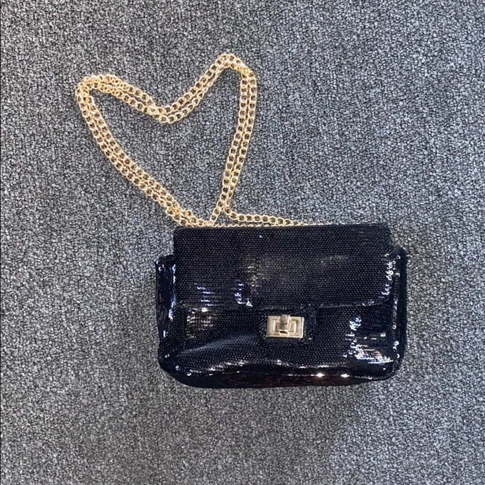Black with gold crossbody mini bag